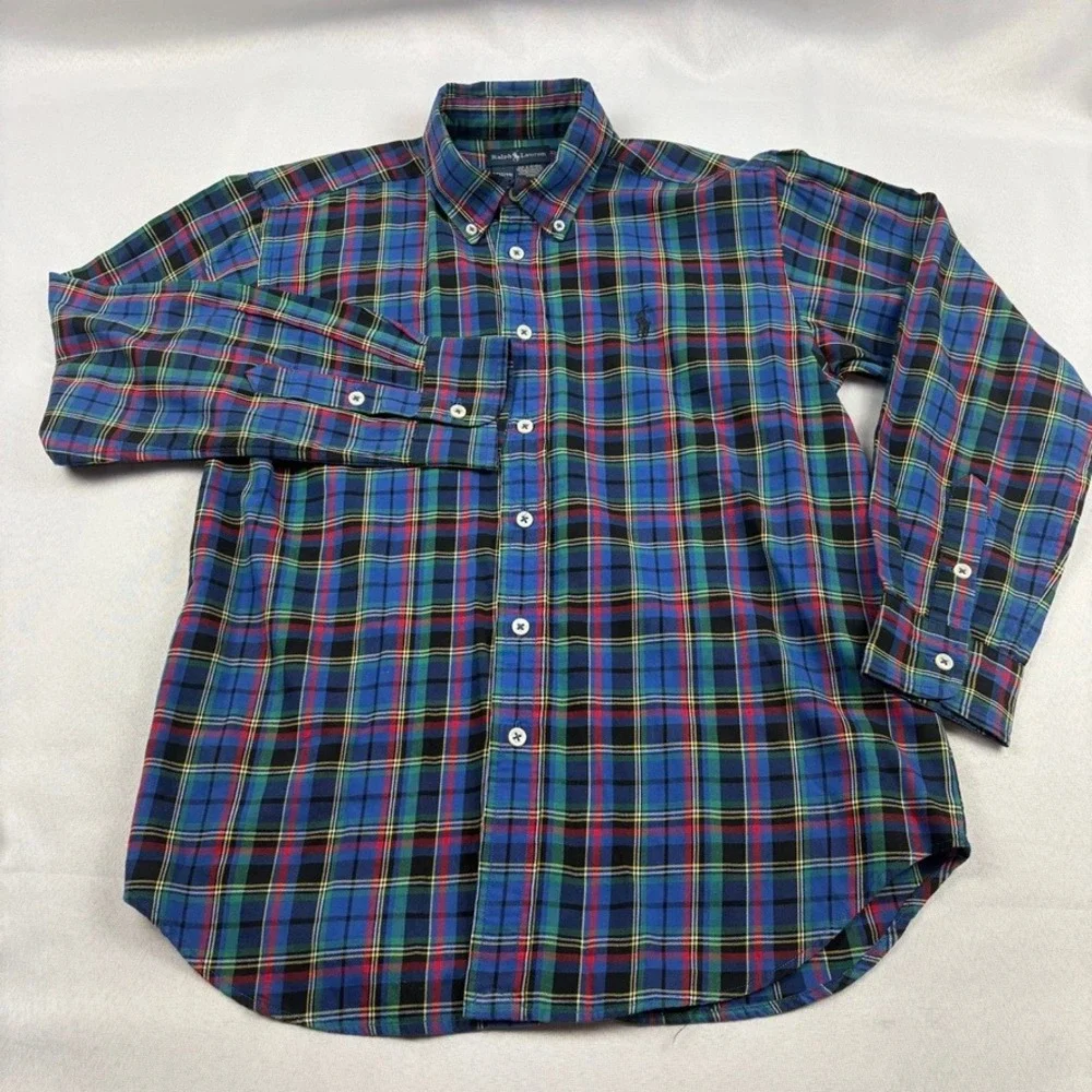Ralph Lauren Plaid Shirt Kids Size M‎ (12/14) Long Sleeve Button Down Cotton